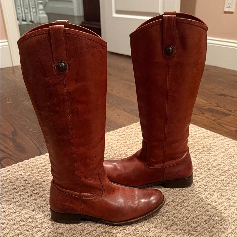 FRYE Women's Tall Leather Riding Boots - Chestnut Brown